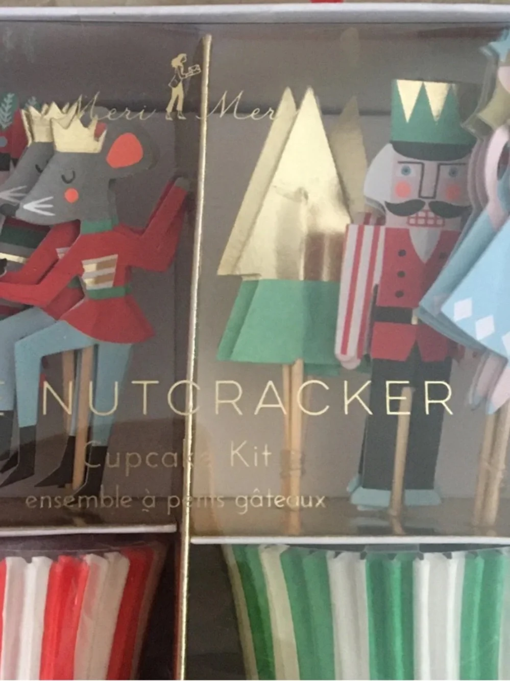 🎄Meri Meri Nutcracker Cupcake Topper & Liner Set - Red, Green, Gold, Blue